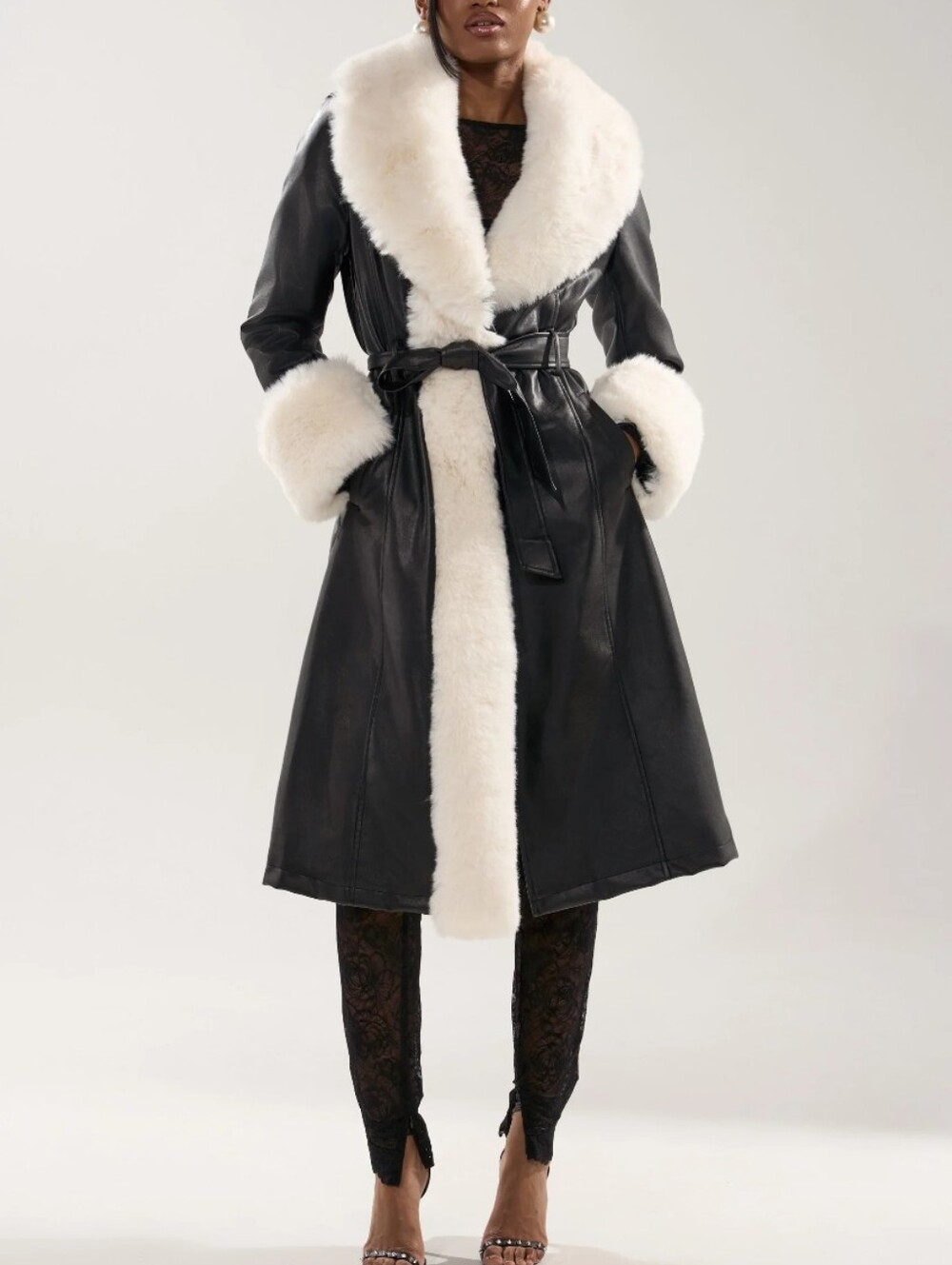 Faux Leather Trench Coat